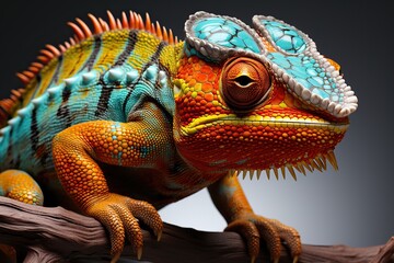 Obraz premium Colorful Chameleons Watercolor Painting