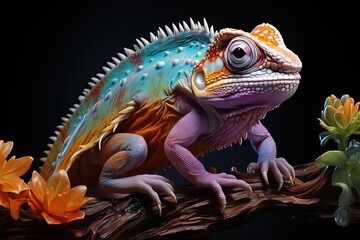 Obraz premium Colorful Chameleons Watercolor Painting