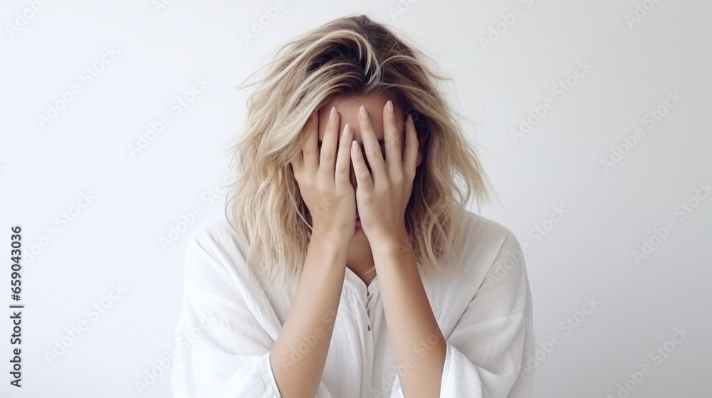 Wall mural woman with depression photography