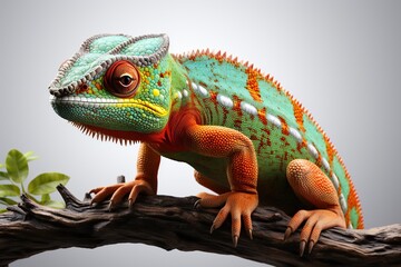 Fototapeta premium Colorful Chameleons Watercolor Painting