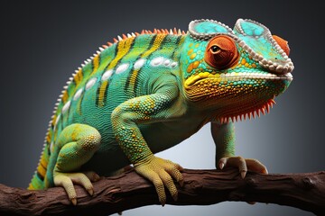 Obraz premium Colorful Chameleons Watercolor Painting