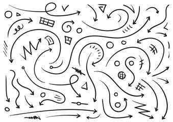 hand drawing arrow signs group