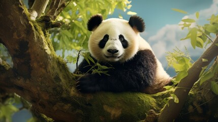 Fototapeta premium Panda bear in nature 