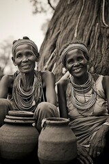 native tribal women from the village. - obrazy, fototapety, plakaty