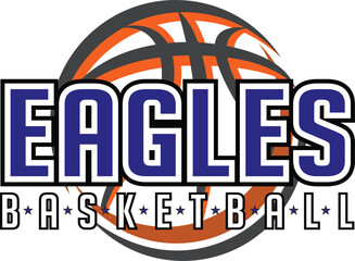 Eagles Basketball Graphic is a sports design template that includes graphic text, stars and a graphic basketball. This design is great for advertising and promotion such as t-shirts for teams.