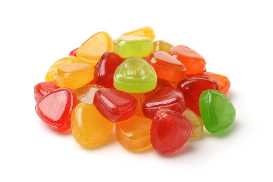 Pile of colorful hard fruit candies