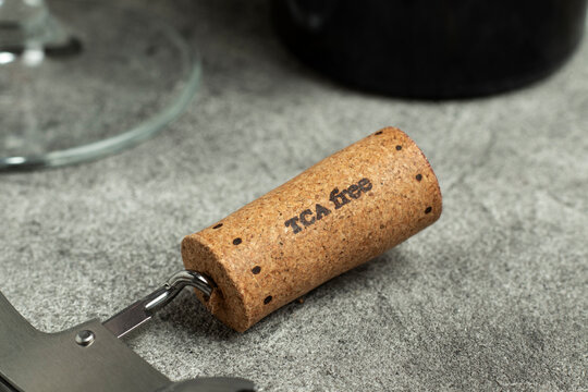 Wine cork without TCA from a bottle of organic wine.