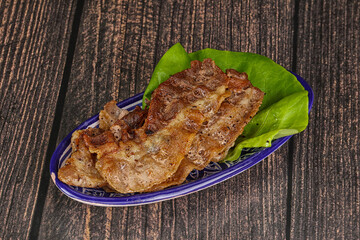 Roasted sliced pork fat bacon