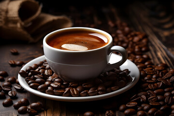 Obraz premium The Universal Language. Celebrating International Coffee Day with a Cup of Joy and a Handful of Beans