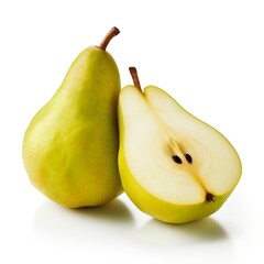 Pear with cut-in-half isolates on a white background