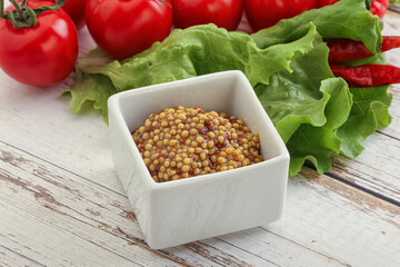 Mustard seeds sauce in the bowl
