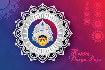 Durga maa face for Durga Puja Festival and vector Illustration