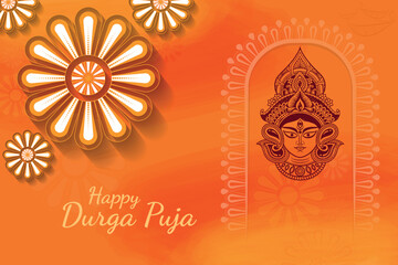Durga maa face for Durga Puja Festival and vector Illustration