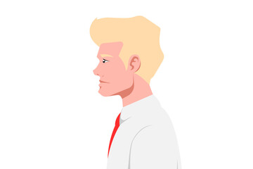Side view, Businessman avatar profile on isolated background, Vector illustration.