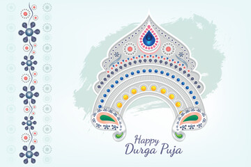 Naklejka premium Durga maa face for Durga Puja Festival and vector Illustration