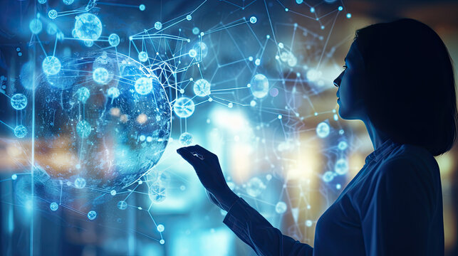 computerbased information technology with a person playing with internet connectivity, Medical technology, online health, global health network and tourism concept