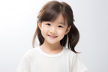Portrait of a happy young Asian girl with a bright smile on her face, radiating joy and happiness. generative ai