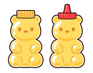 Cute cartoon bear shaped honey bottles