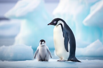 mother penguin with her chick