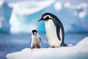 Fototapeta premium mother penguin with her chick