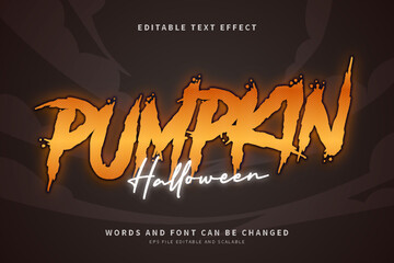 Text Effect Pumpkin Halloween - obrazy, fototapety, plakaty