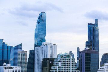 Fototapeta na wymiar view of Mahanakhon building and other high building in Thailand on the sunny day