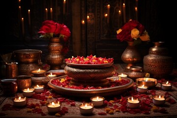 Diwali Puja Serenity Illuminating Traditions Created with Generative AI