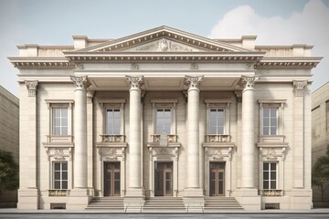 Fototapeta na wymiar 2D front elevation classical building using generative AI 