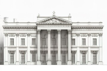 2D front elevation classical building using generative AI 