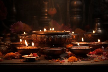 Diwali Puja Serenity Illuminating Traditions Created with Generative AI