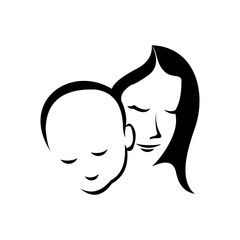 silhouette vector baby and mom