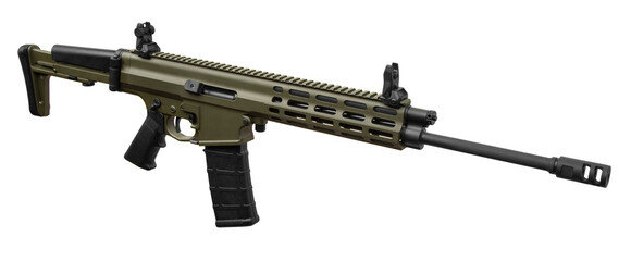 Modern automatic rifle isolated on white background. Weapons for police, special forces and the...
