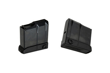 Clip for a rifle or carbine. Ammunition for weapons. Isolate on a white back