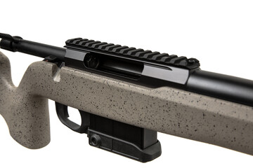 Modern bolt carbine isolated on white background. Weapons for sports, hunting and self-defense.