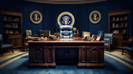 Foto op Canvas Secretary desk of the office of the president of the United States of America presidential room Generative AI Illustration © SVasco