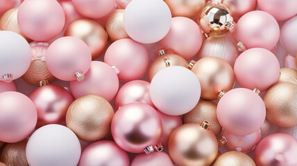 christmas background of pink balls
