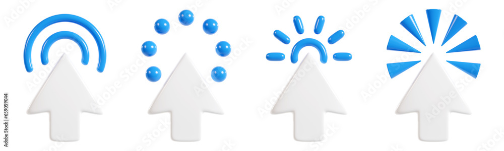 Poster white cursor arrow with different mouse click effect.