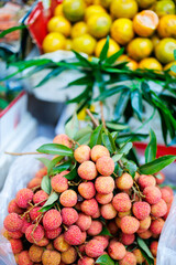 Fresh lychees at market