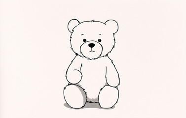 Fototapeta premium Illustration of a cute teddy bear isolated on a white background. Coloring page outline