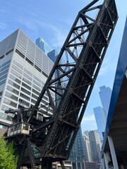 Fototapeta premium drawbridge lifting up over the river