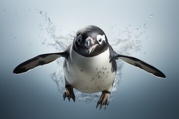 Determined Penguin Trying to Fly