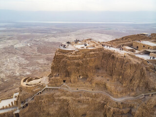 Masada fortress area near Dead Sea in Israel. Ancient fortification in the Southern District of...