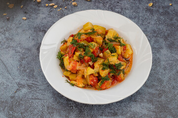 Traditional delicious Turkish food; Roasted Zucchini with Olive Oil