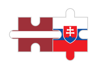 puzzle pieces of latvia and slovakia flags. vector illustration isolated on white background