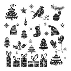 Christmas tribal design elements set