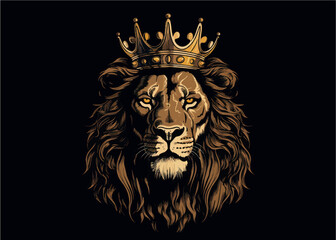 王冠を被った百獣の王ライオン - obrazy, fototapety, plakaty