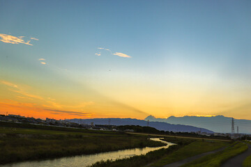 sunset over the river