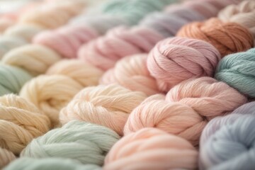 Silk thread from natural materials in pastel colors for weaving silk handicrafts.generative AI - obrazy, fototapety, plakaty