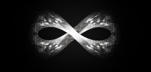 Infinity symbol on a dark background. Generative artificial intelligence