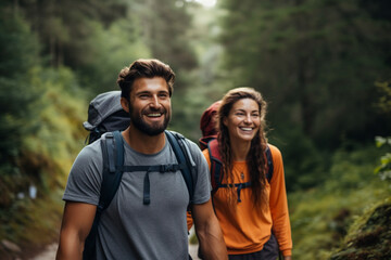 A couple enjoying a hike on a summer day
